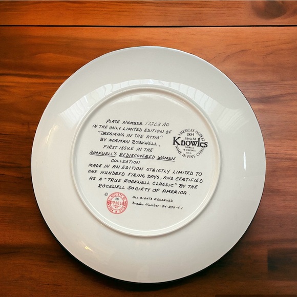 2/$50 Vintage Collector Plate Norman Rockwell Dreaming in the Attic 82 Authentic - Picture 2 of 8